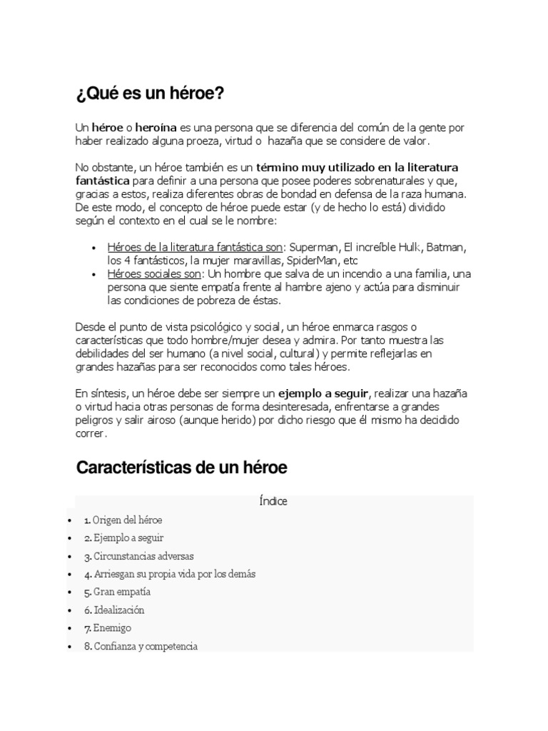 Qué Es Un Héroe | PDF | Héroe | Sociedad