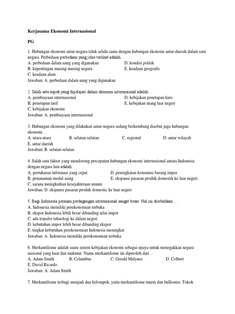 Kerjasama Ekonomi Internasional