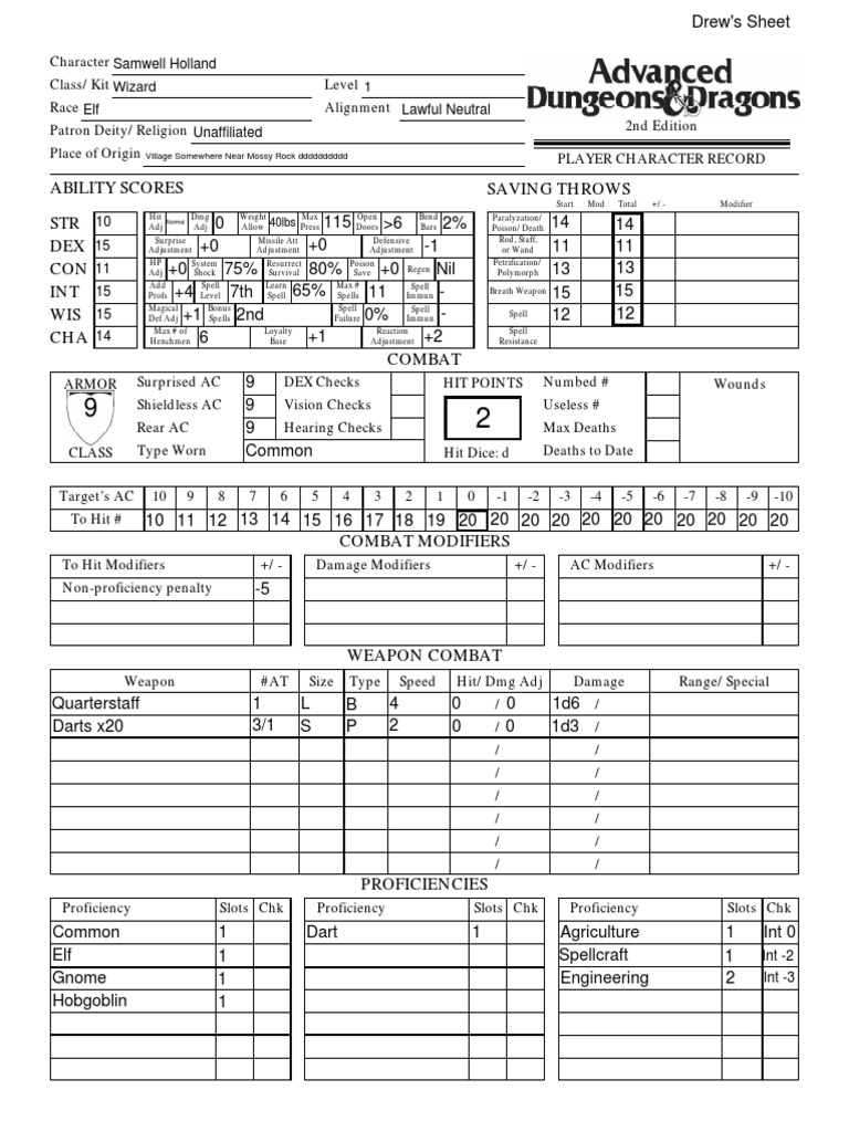 Saving Throws Ability Scores STR DEX CON INT WIS CHA Combat 0 +0 1