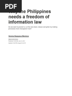 Articles On Freedom of Information Order