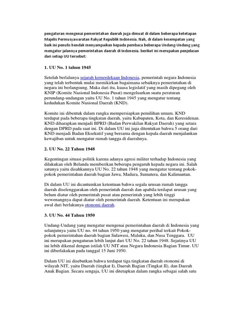Uu Yg Mengatur Tentang Pemerintahan Daerah Adalah - Ini Aturannya