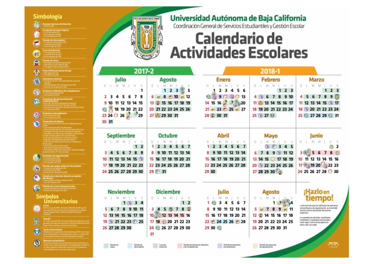 Calendario Escolar UABC 20172 20181 Modificado PDF