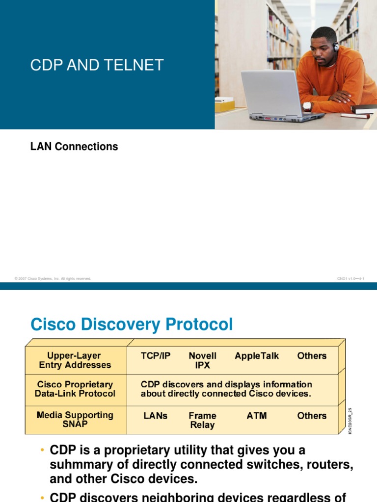 CDP and Telnet: LAN Connections | PDF | Network Layer Protocols ...
