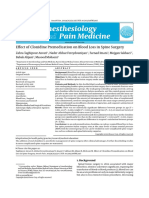 Anesthesiology Pain Medicine: Effect of Clonidine Premedication On Blood Loss in Spine Surgery