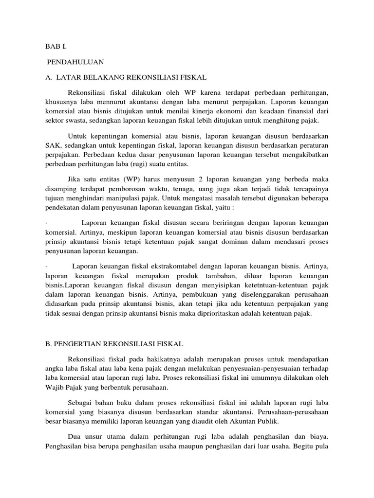 Makalah Rekonsiliasi Fiskal