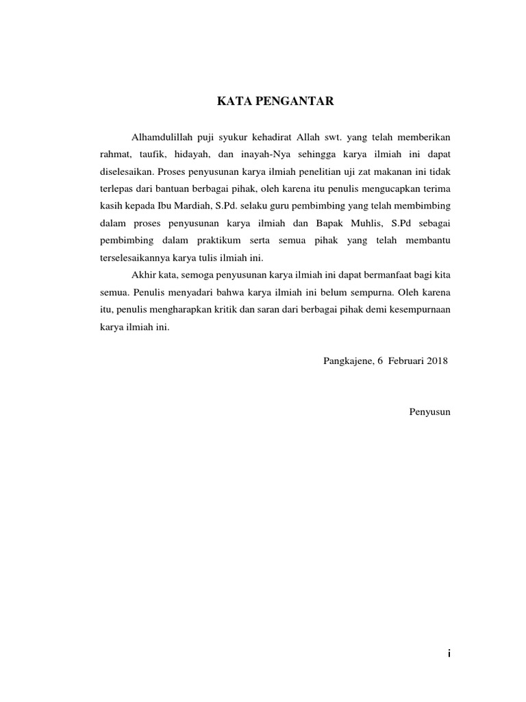 Karya Ilmiah Uji Zat Makanan