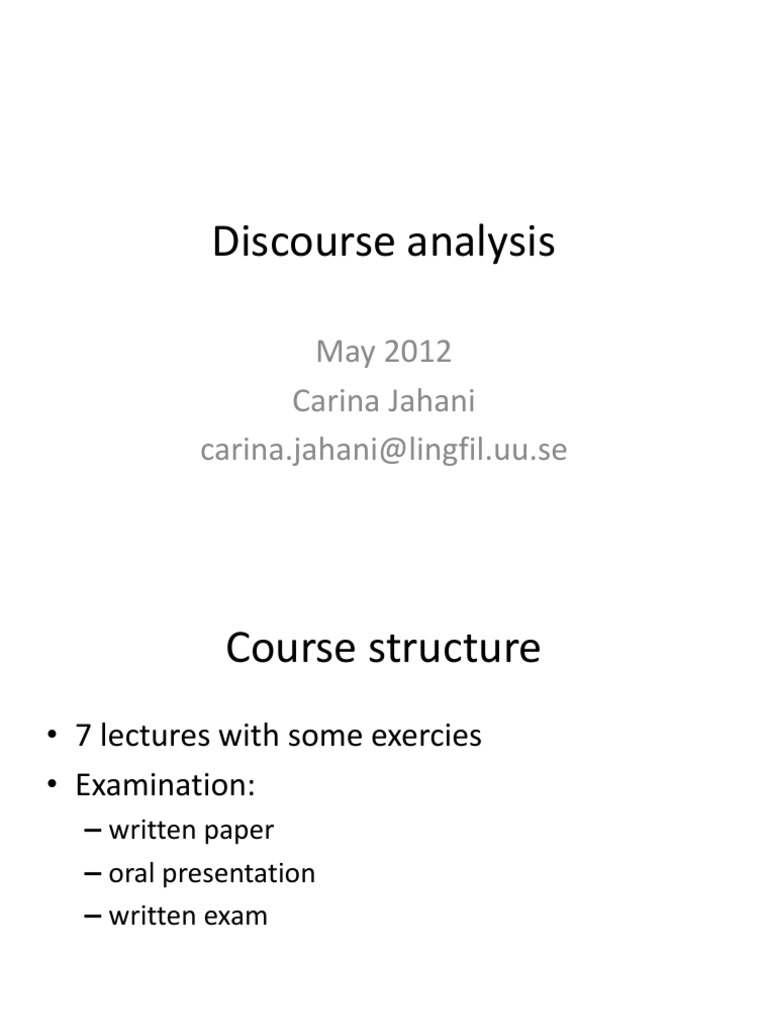 Discourse Analysis Course Overview | PDF | Narrative | Linguistics