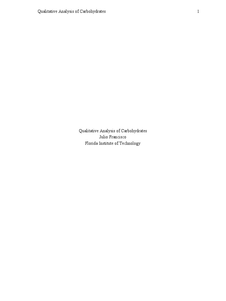 Carbohydrate Qualitative Analysis Techniques | PDF | Thin Layer ...