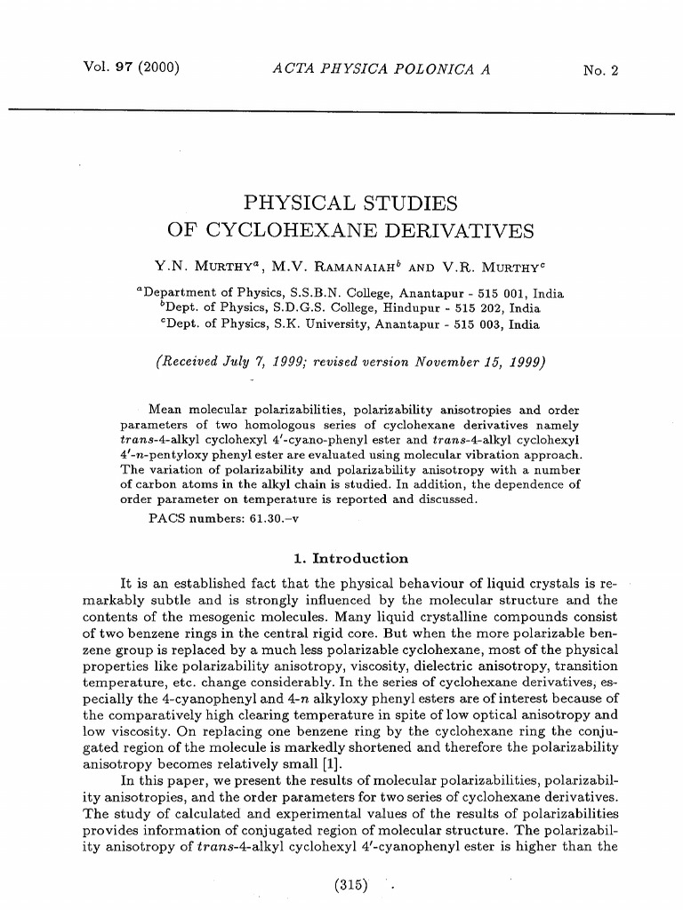Acta Physica Polonica2000 PDF Molecules Phase Transition