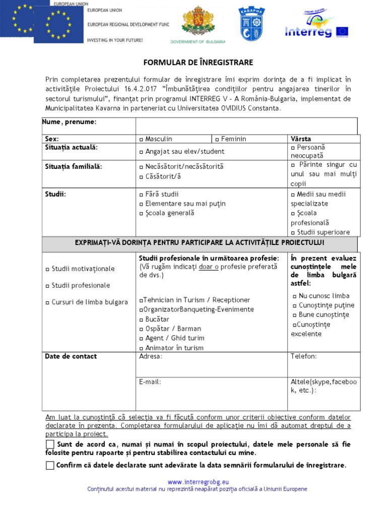 Formular Inscriere Seminar Cursuri Gratuite