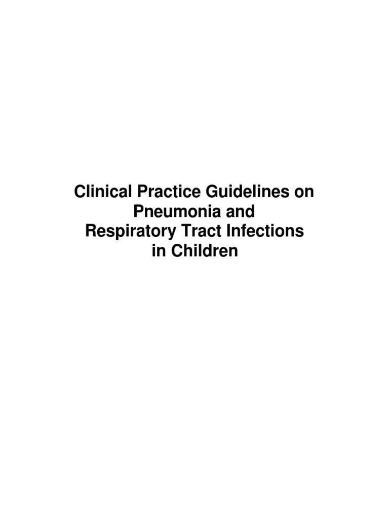 Pneumonia and Respiratory Tract Infections in Children | PDF