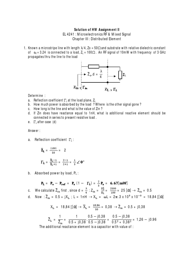 Microelectronics RF Assignment Solutions | PDF | Capacitor ...