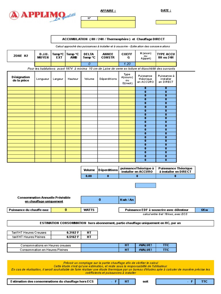 Calcul Chauffage PDF Puissance (physique) Univers physique — free download