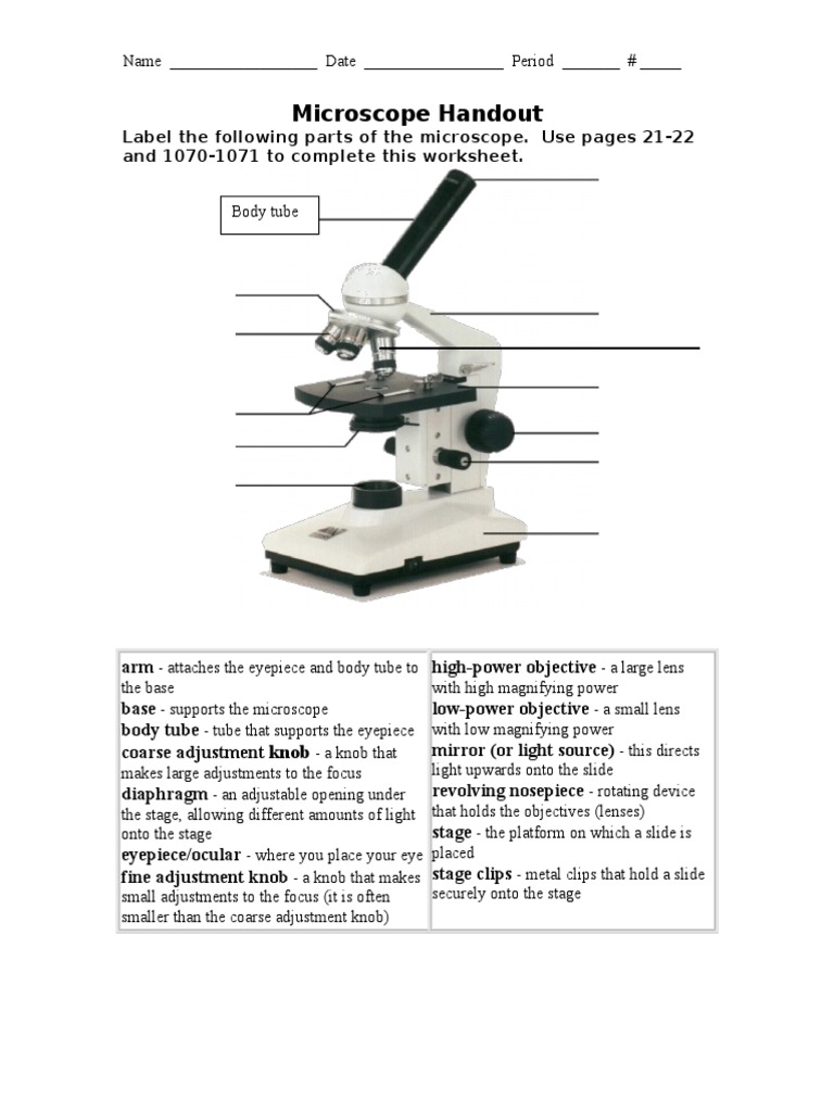 Microscope Parts and Usage Guide | PDF