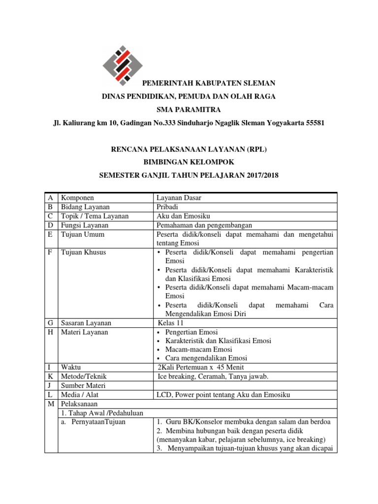 RPL Pengelolaan Emosi Siswa Kelas 11 | PDF