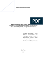 Planejamento Da Execução de Estruturas em Concreto Armado para Edifícios: Estudo de Caso em Obra Com Restrições E Limitações Operacionais