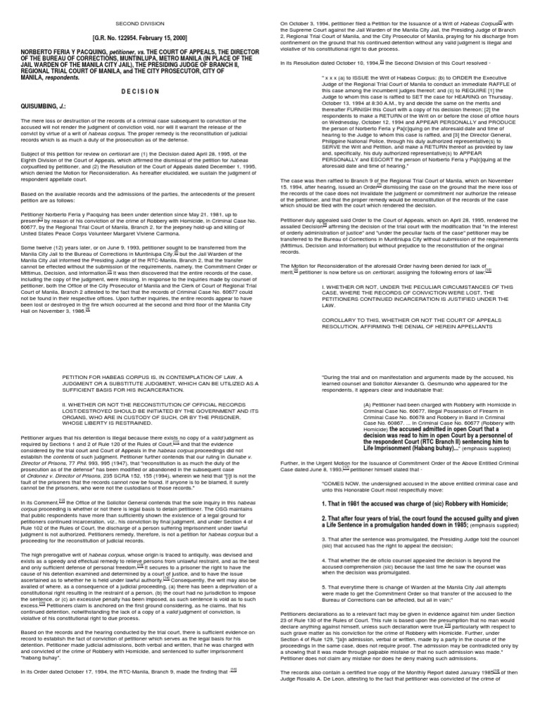 Consti 2 Cases #1 | PDF | Habeas Corpus | Remand (Detention)
