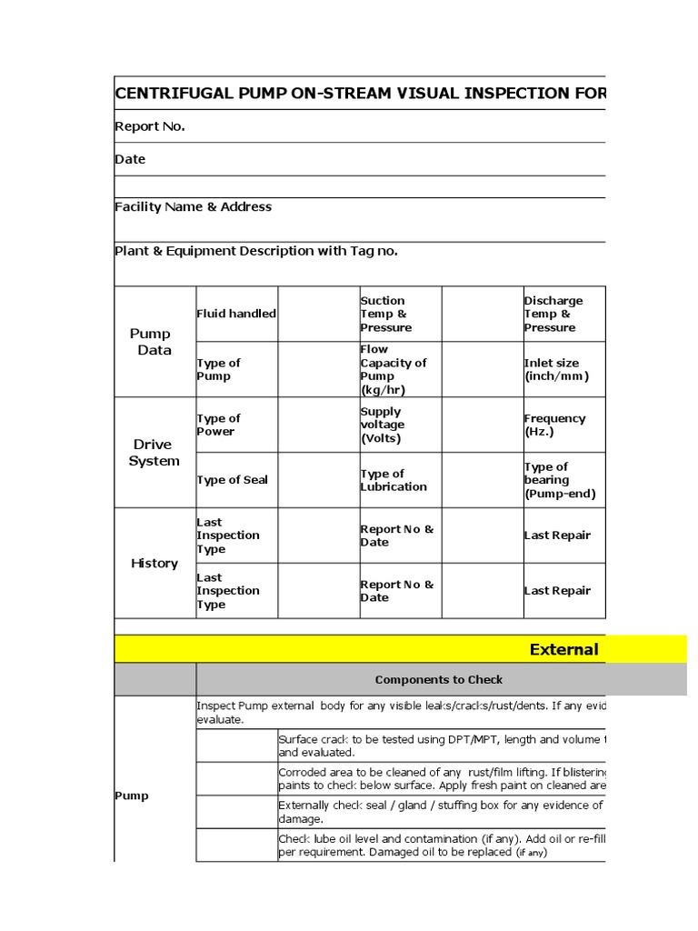 Visual Inspection Centrifugal Pump PDF Leak Pump