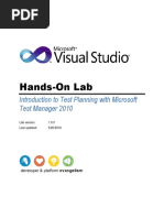 Hands-On Lab: Introduction To Test Planning With Microsoft Test Manager 2010