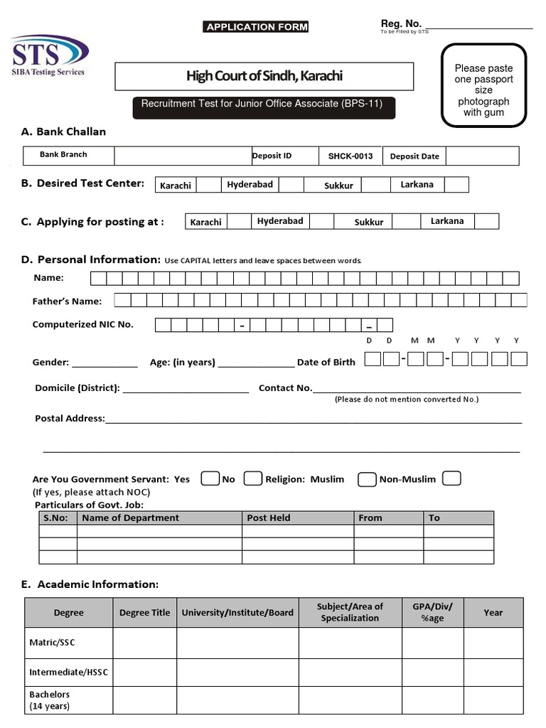 Application Form High Court of SindhUpdated by SHC PDF Diploma