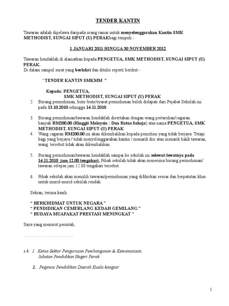 Tender Kantin | PDF