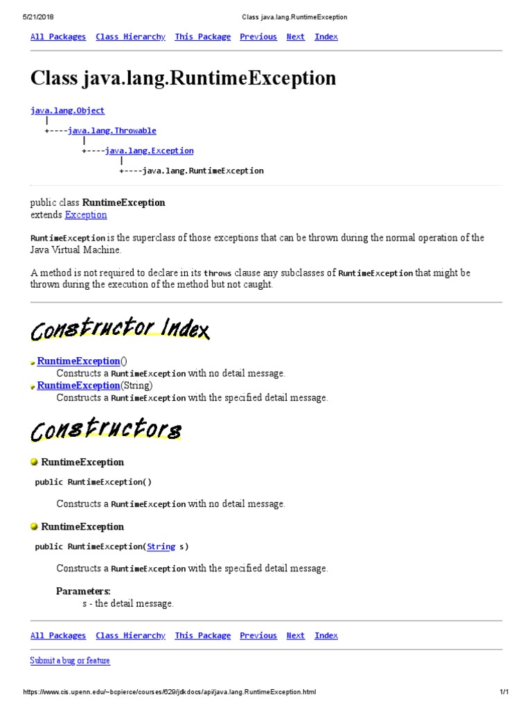 Class Java lang.RuntimeException PDF