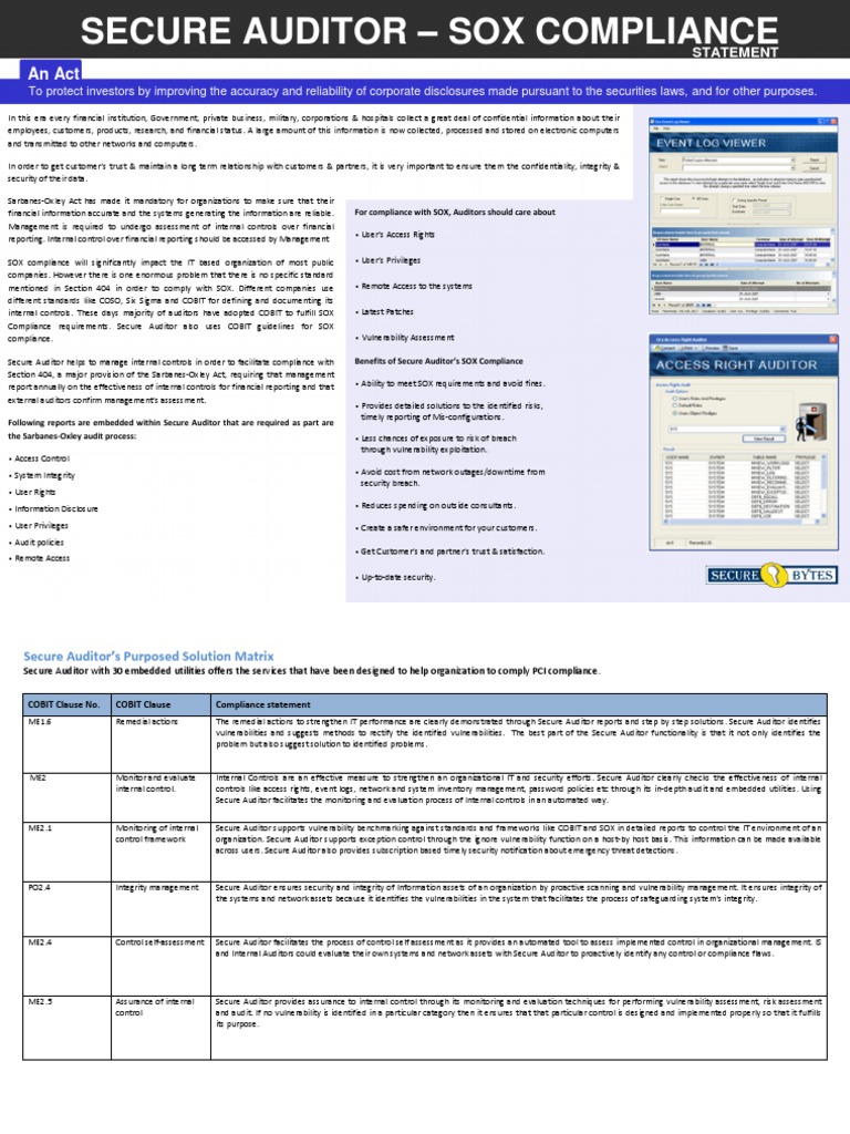 Sox Compliance Statement | PDF | Internal Control | Vulnerability ...