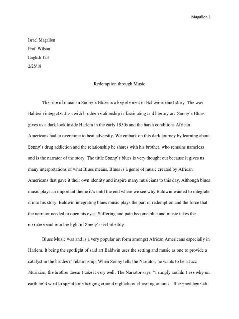 Thesis for sonny's blues image