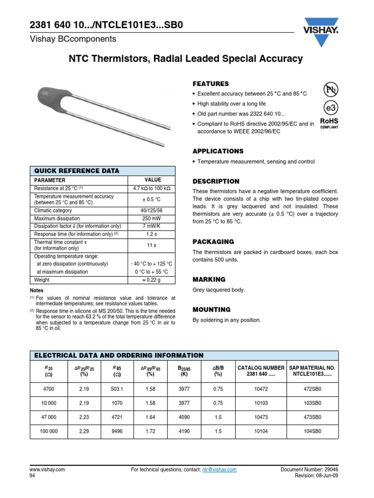 NTC Thermistor 438959 | PDF | Physical Quantities | Nature