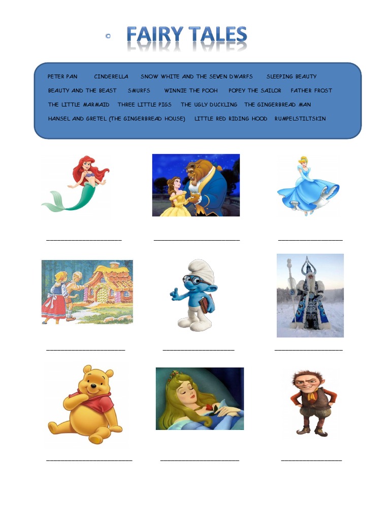 Fairy Tales Names Matching PDF