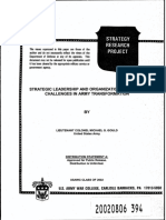 2002 - Strategic Leadership and Organizational Change. Challenges in Army Transformation