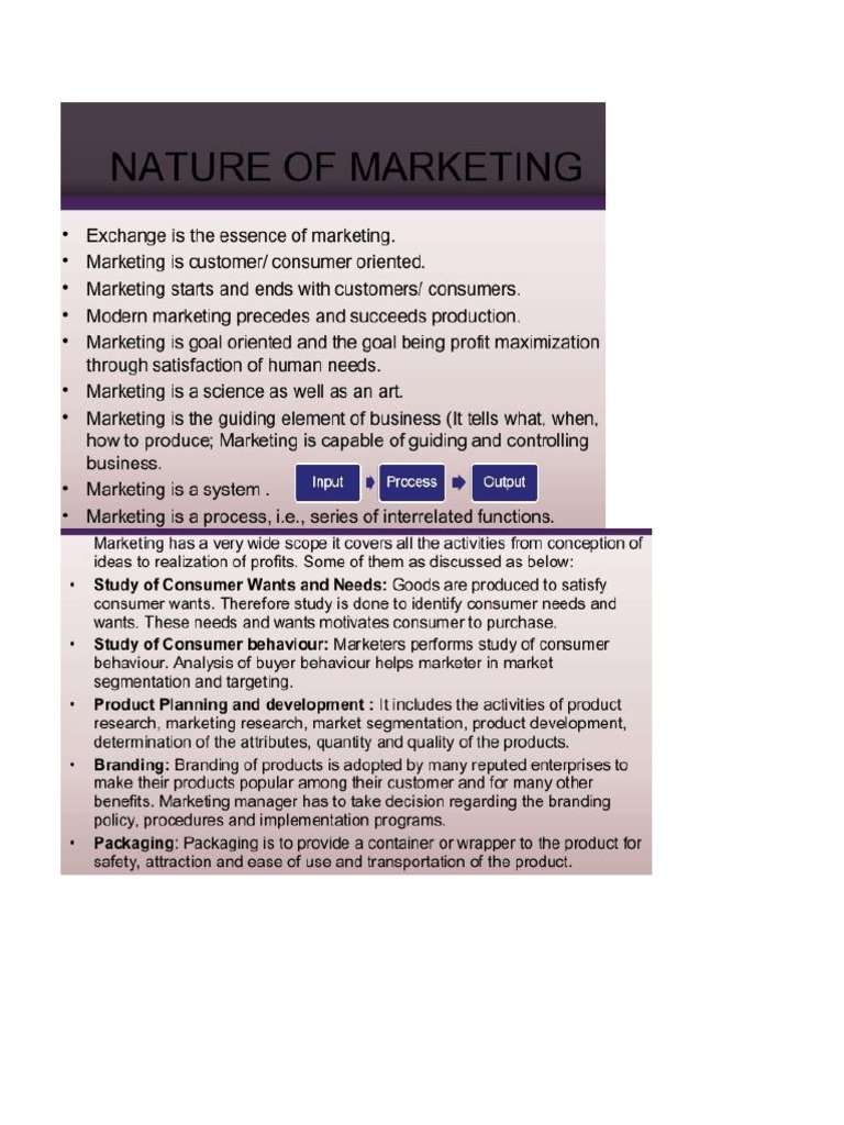 Nature and Scope of Marketing | PDF | Consumer Behaviour | Sales