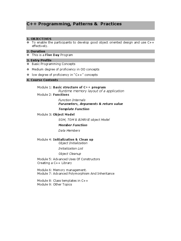 C++ Programming, Patterns & Practices | PDF | Ordinateurs