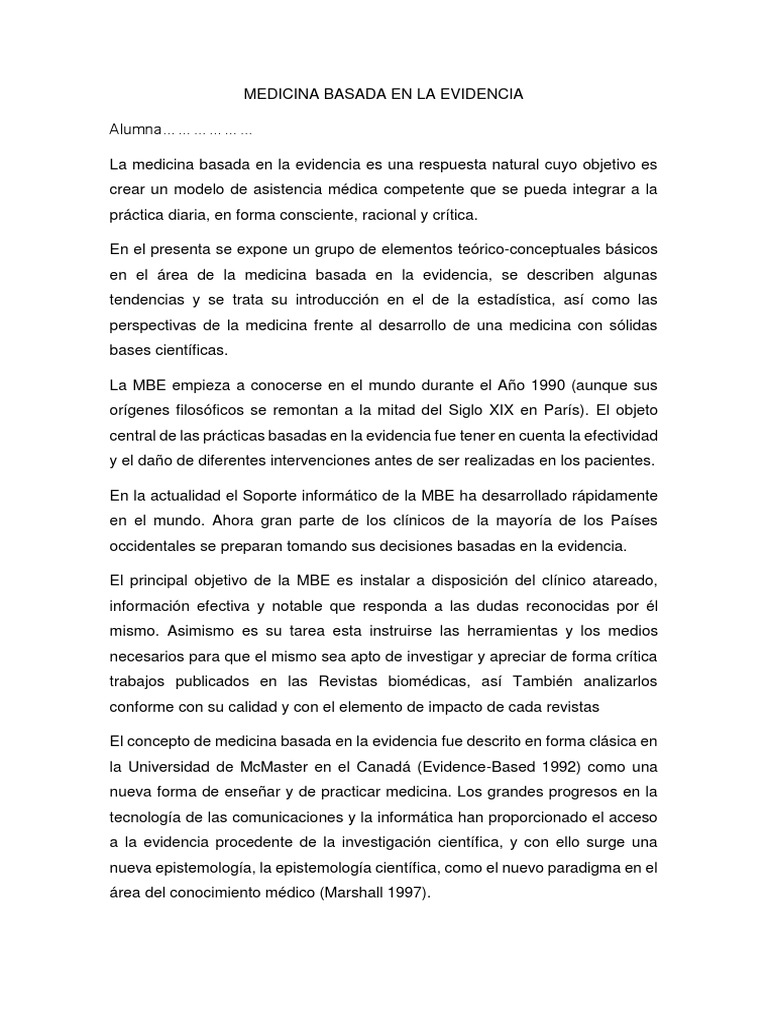 Medicina Basada en la Evidencia: Fundamentos | PDF | Evidencia basada ...