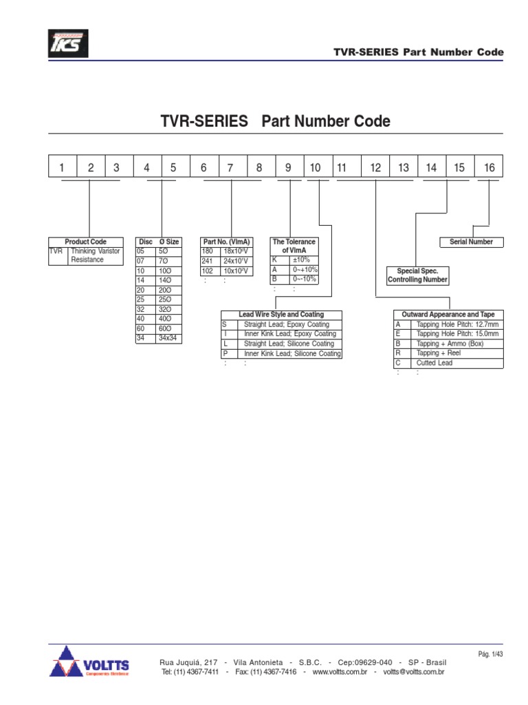 Varistor Product Specifications | PDF