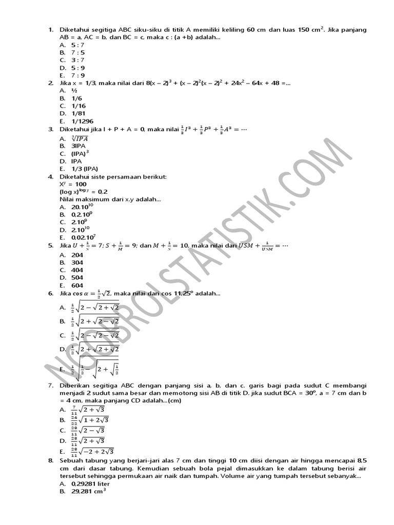 18186_prediksi Soal Usm Stis (Matematika)