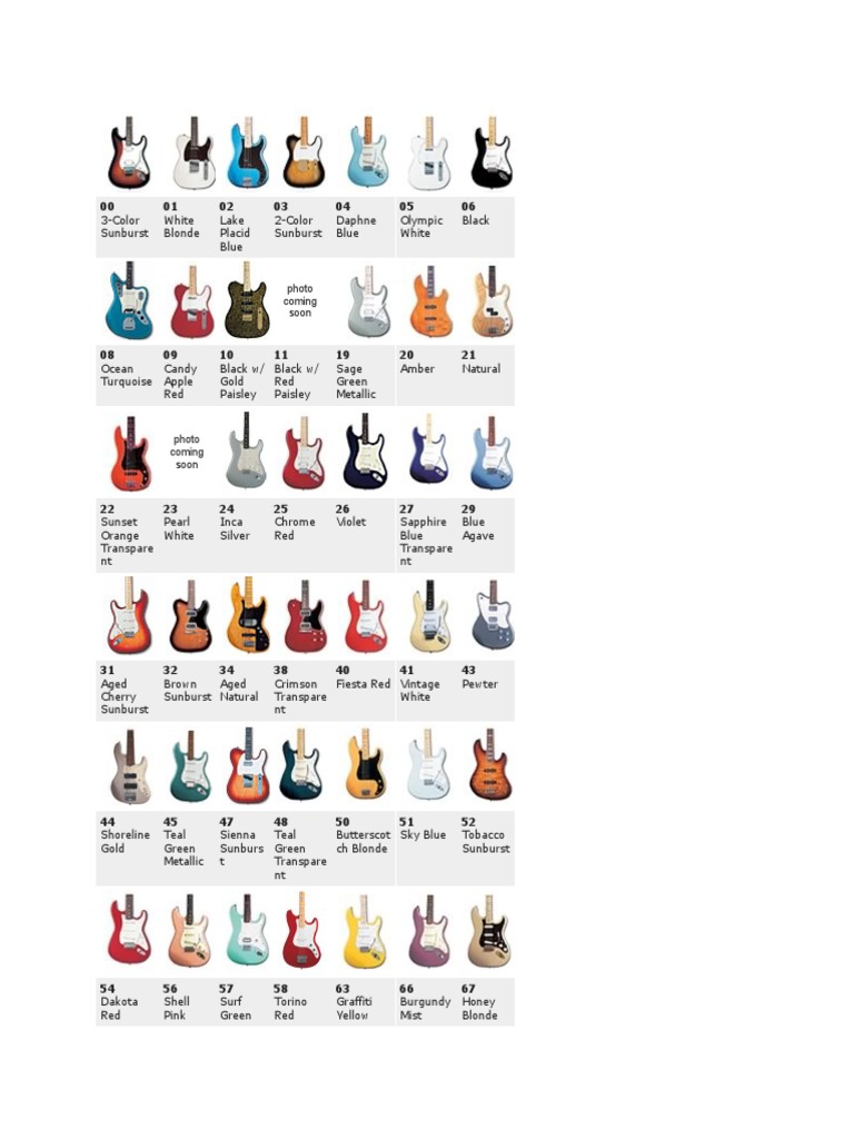 Fender Color Chart | PDF