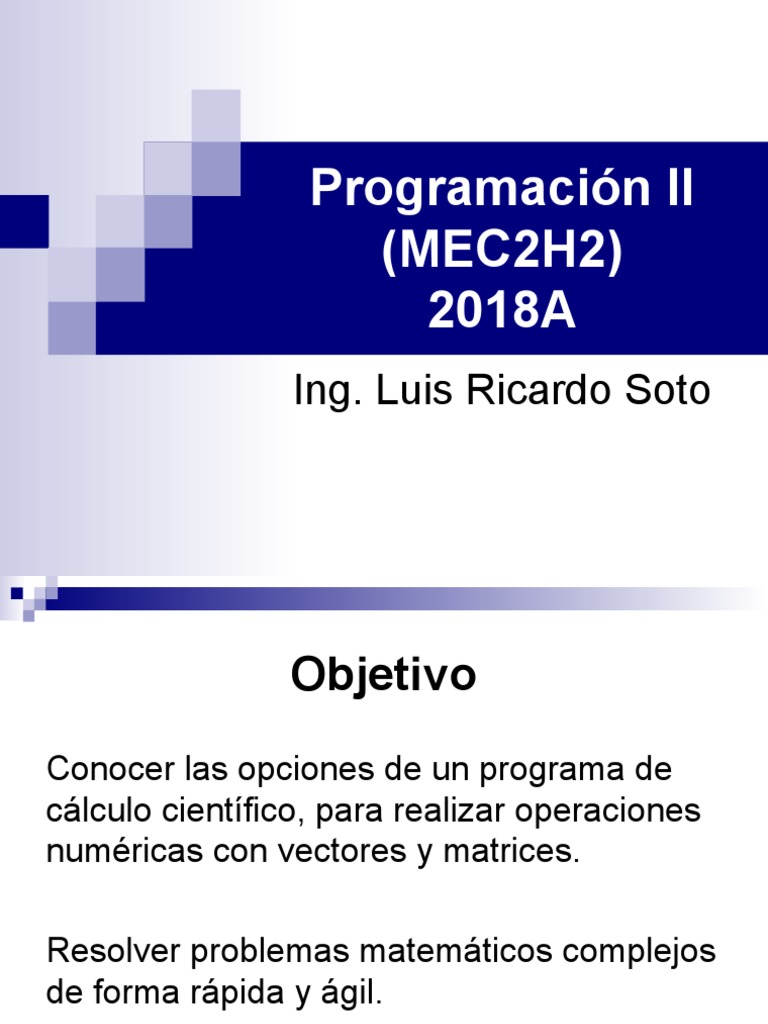 Curso de Programación II con MATLAB | PDF | Matlab | Matriz (Matemáticas)