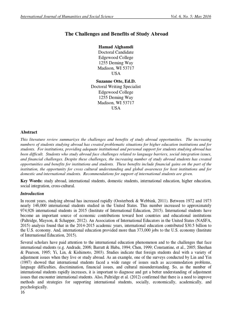 The Challenges and Benefits of Study Abroad | PDF | International ...