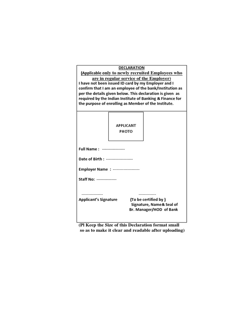 Employee ID Declaration Form | PDF