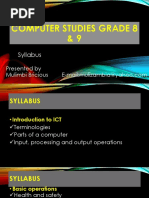 Computer Studies Grade 8 & 9: Syllabus