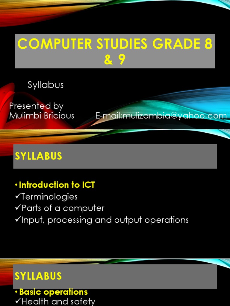 Computer Studies Grade 8 & 9: Syllabus | PDF | Application Software ...