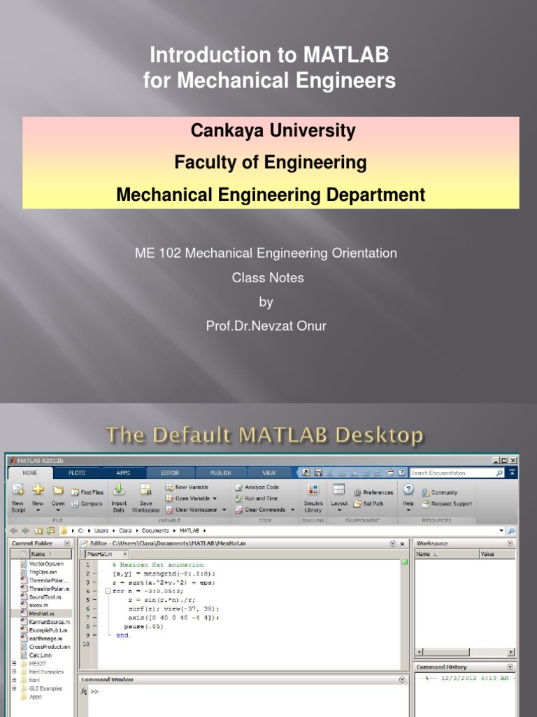 Introduction To MATLAB For Mechanical Engineers | PDF | Matlab ...
