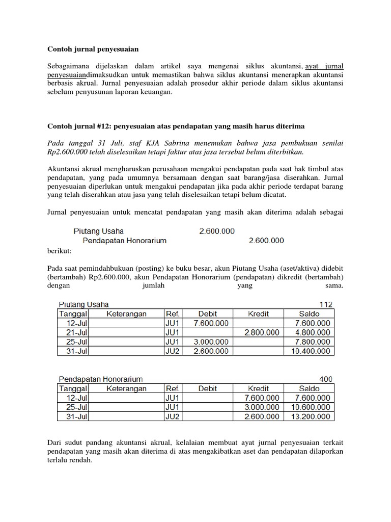 ⁂ Contoh jurnal penyesuaian di accurate