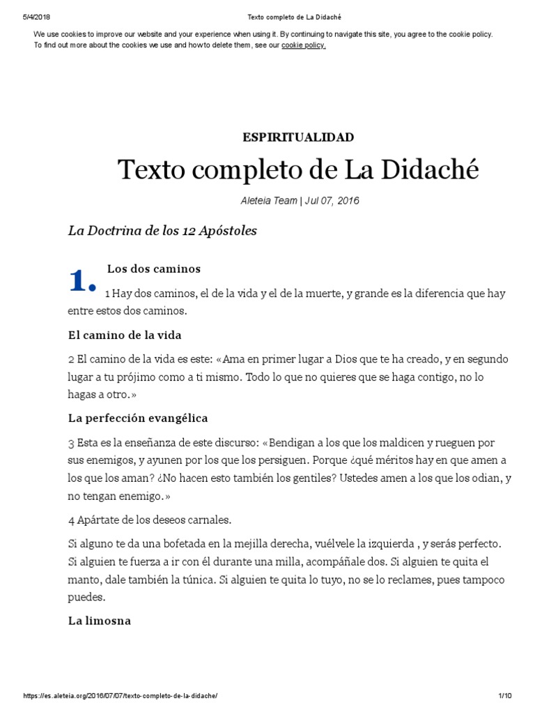 Texto Completo de La Didaché | orador del Señor | Profeta