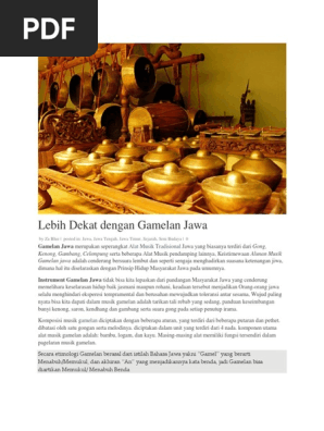 Lebih Dekat Dengan Gamelan Jawa