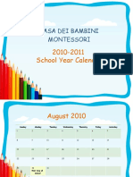2010-2011 School Year Calendar: Casa Dei Bambini Montessori