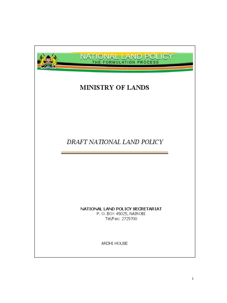 Ministry of Lands: Draft National Land Policy | PDF | Eminent Domain ...