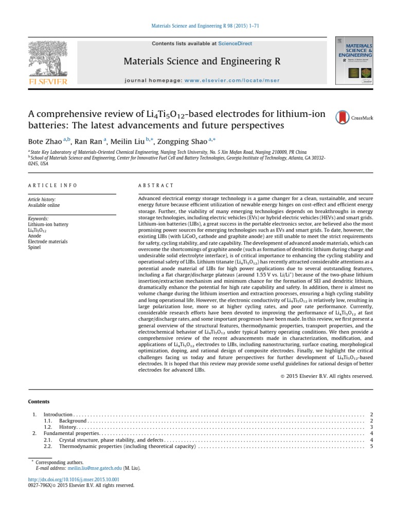 A Comprehensive Review of Li4Ti5O12-Based Electrodes For
