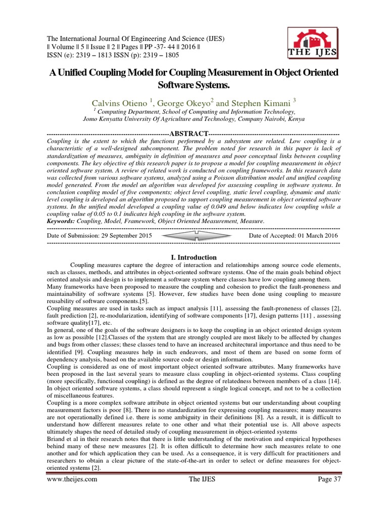 A Unified Coupling Model For Coupling Measurement in Object Oriented